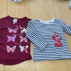 Butterfly and Striped Kids Tops Set size 4 Carters and Belle du Jour